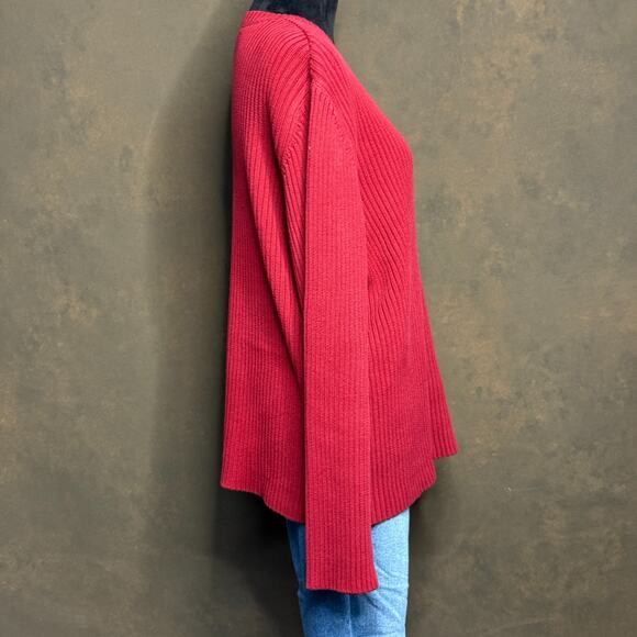 Eddie Bauer Men Sweater Size Large Maroon Pullover Pima Cotton Outdoors winter - Picture 3 of 8